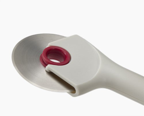 Ringo Pizza Wheel by Joseph Joseph with sharp stainless-steel blade and ergonomic handle for easy slicing and cleaning.