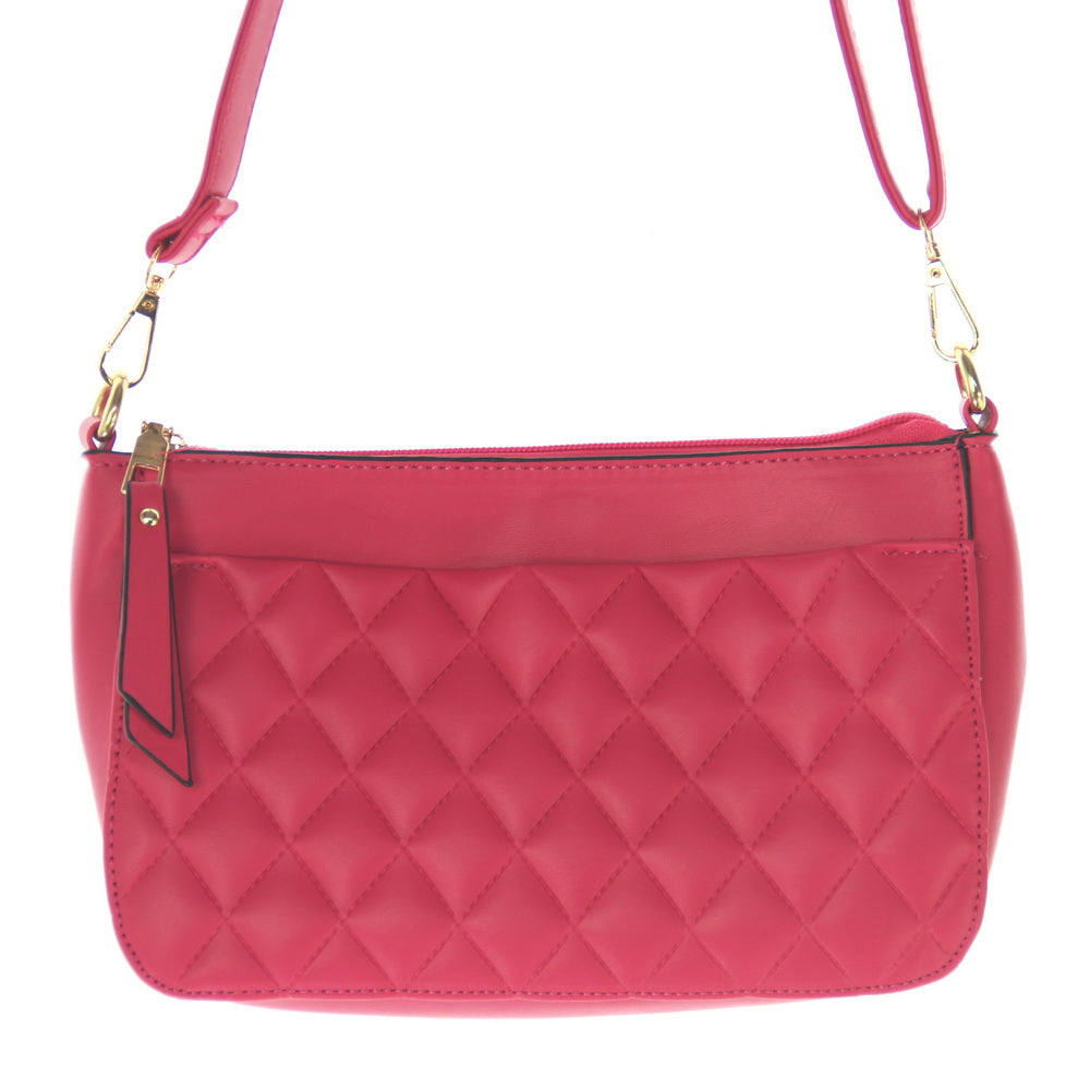 Handbag - Quilted Front Panel Bag - PINK