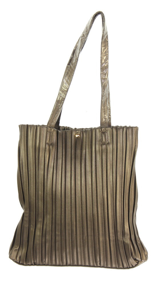 Handbag - Vertical Pleats Tote Bag - GREY