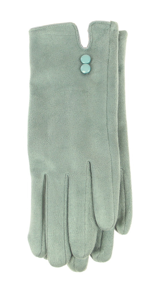 Fashion Gloves - 2 Button Half Suede Glove - AQUA - Set of 2