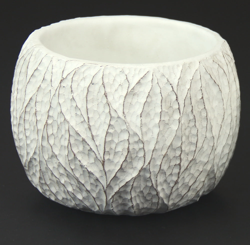 Planter - Concrete Pot Leaf Pattern - LARGE