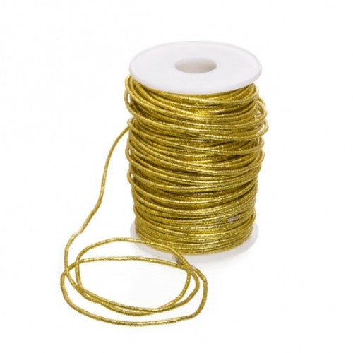 Gold metallic braided cord, 1mm x 43m, ideal for crafting, DIY, and home decor projects.