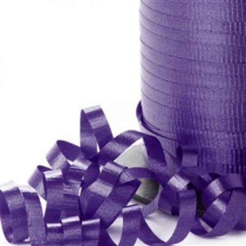 Vibrant violet curling ribbon, 450m x 5mm, perfect for elegant gift wrapping and creative decorations.