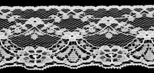 White lace ribbon roll for elegant gift wrapping and DIY projects, perfect for weddings and crafts.