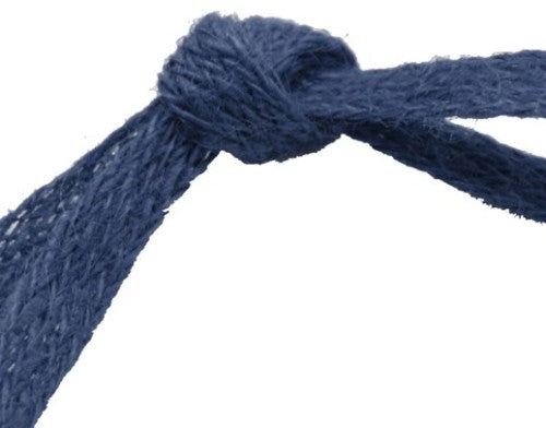 Dark blue jute ribbon, 12mm wide and 10m long, perfect for crafting, gift wrapping, and home decor projects.