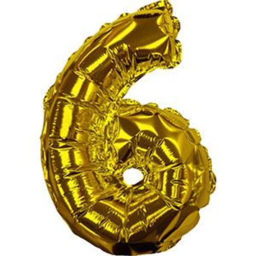 Gold self-inflating balloon, 23cm, perfect for elegant party decorations at birthdays and weddings.