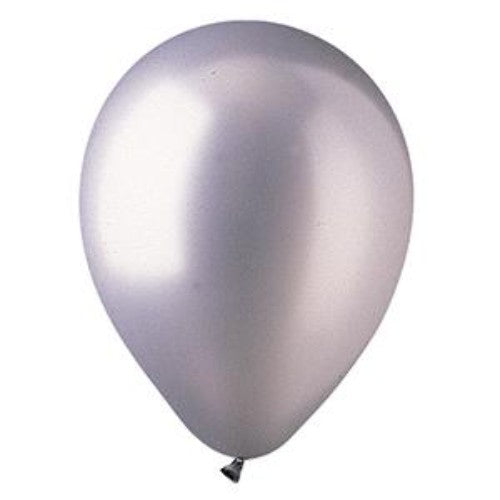 Bag of 100 metallic silver latex balloons, 12 inches, perfect for elegant celebrations and decorations.