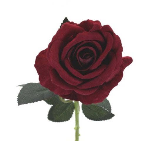 Set of 6 dark pink artificial rose stems, 9 x 53cmH, ideal for elegant home decor and special events.