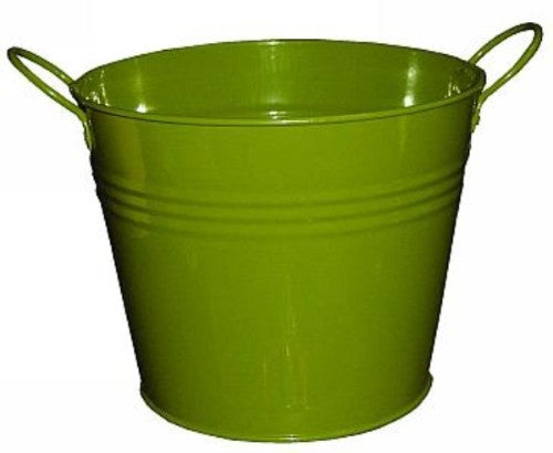 Metal Bucket with 2 handles - 140mm - Set of 6 (Moss Green)