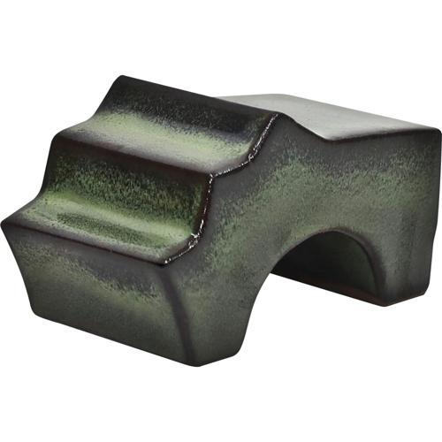 Gardeners Edge Glazed Pot Feet Forest Green