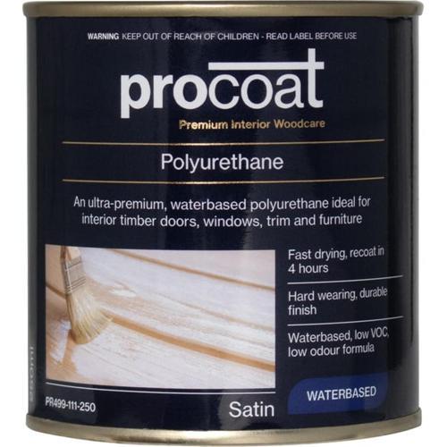 Procoat Premium Interior Polyurethane (Waterbased) Satin 250ml Clear