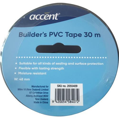 Accent Pvc Builder Tape Accent 48mm x 30m Black