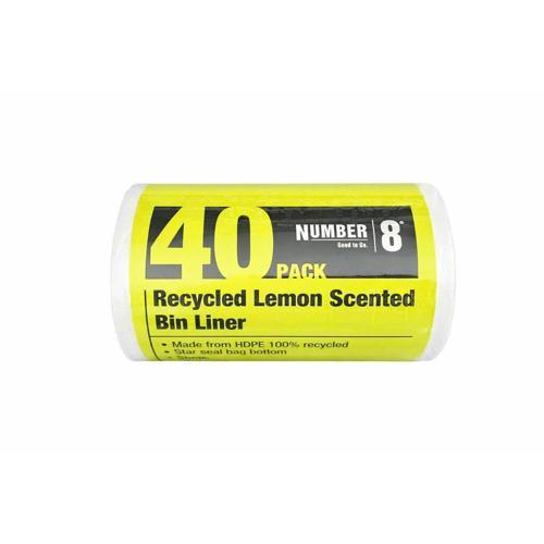 Number 8 Bin Liner Tie Top Lemon Scent M/27L 40 Pack