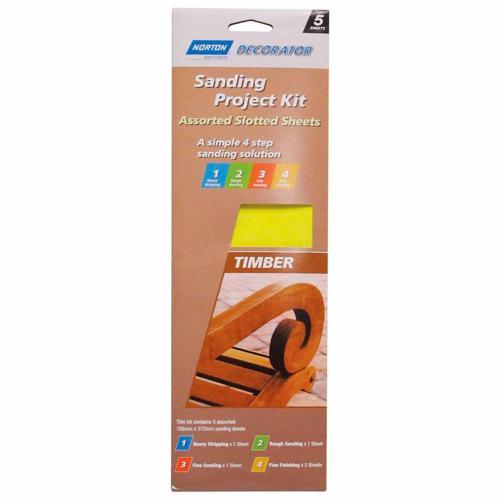 Timber Sandng Sheets Assorted Grits 108 x 372mm Yellow - Norton