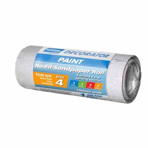 Decorator Sand Paper No-Fill 240 Grit 100mm x 1m White - Norton