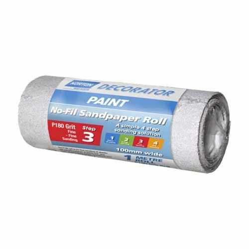 Decorator Sand Paper No-Fill 180 Grit 100mm x 1m White - Norton