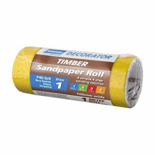 Decorator Master Painter Sand Paper 40 Grit 100mm x 1m Yellow - Norton