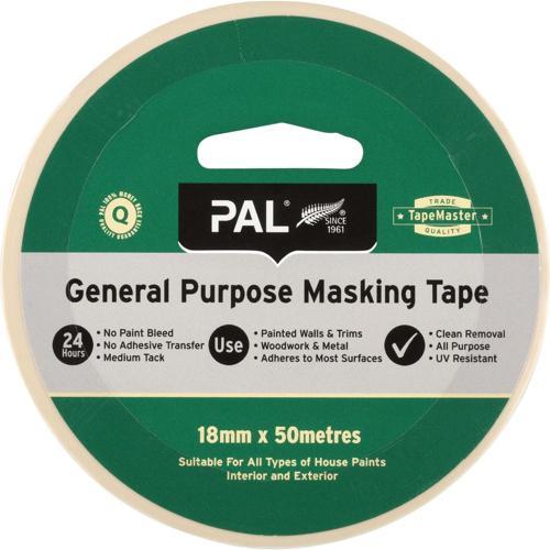 PAL TapeMaster General Purpose Masking Tape. 18mmx50m