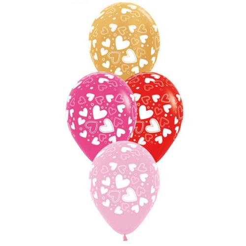 Sempertex 30cm Hearts Assorted Latex Balloons, 25PK