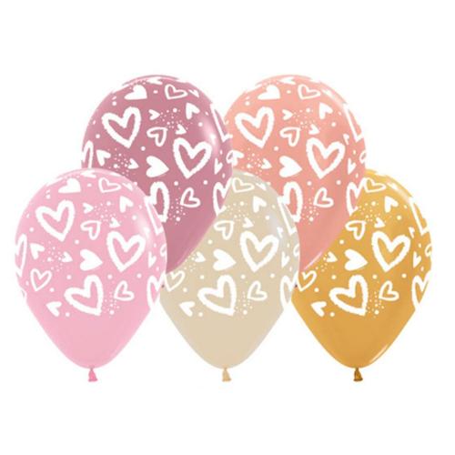 Sempertex 30cm Bright Hearts Assorted Latex Balloons, 25PK