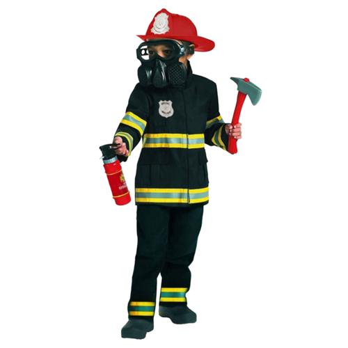 Costume Fireman Black Child's 10-12 Years
