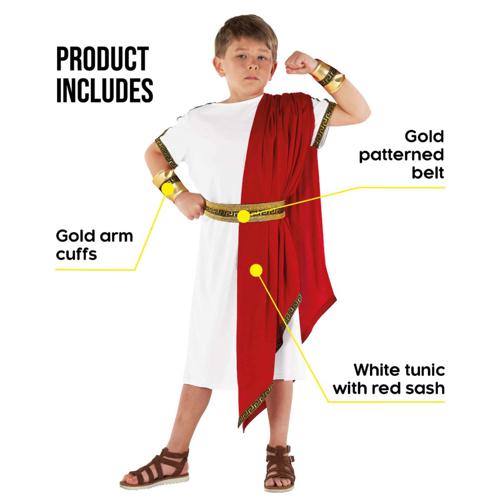 Costume Roman Toga Red Boy's 12-14 Years