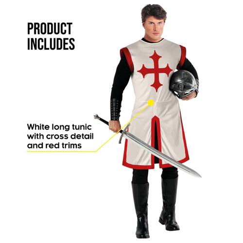 Costume Medieval Knight White Men's Size Large
