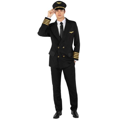 Costume Pilot Captain Black Men's Size Medium