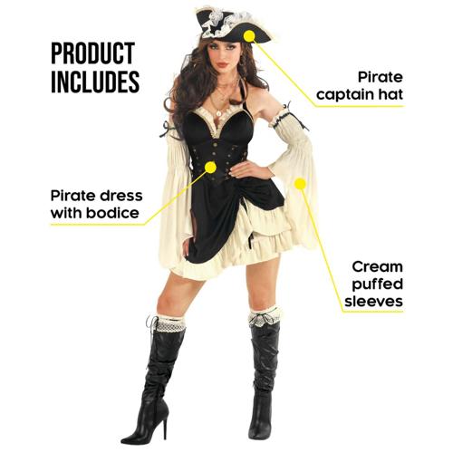 Costume Pirate Captain Black Women's Size 8-10