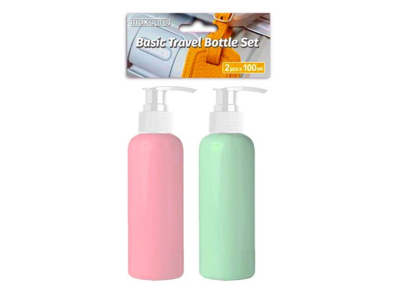 Colour Bottles with Lotion Pumps - Maxcare 2 pk 100ml (36 Packs)