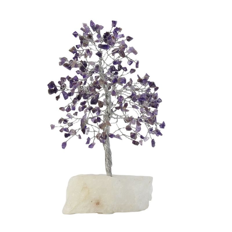 Amethyst Crystal Tree White Jade Base 25cm