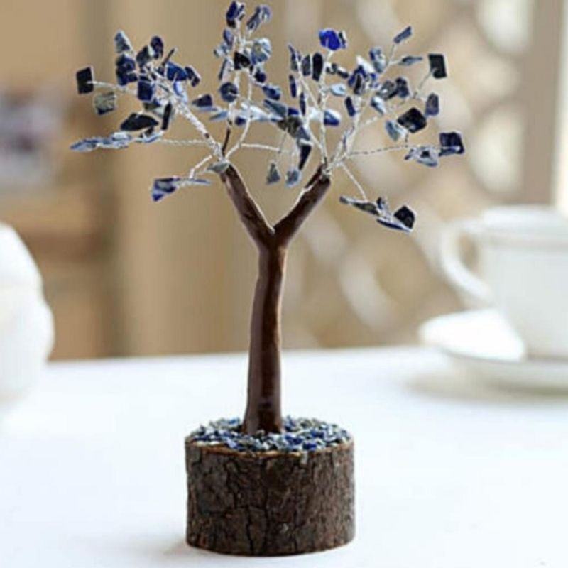 Lapis Lazuli Crystal Tree Neem Base 19cm