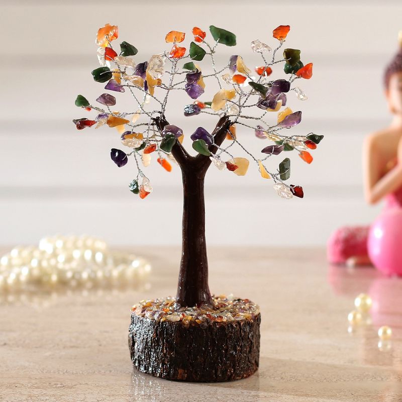 Multi Crystal Tree Neem Base 19cm