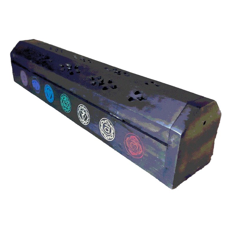 Black Chakra Box Incense Burner 12 inch