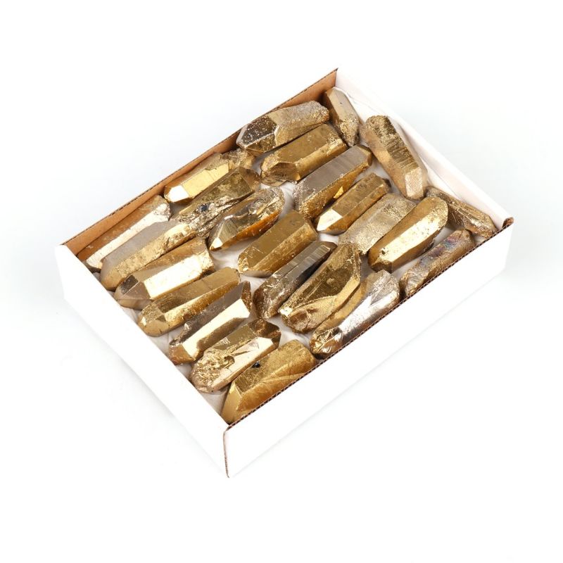 Mini Crystal Tray - Aura Quartz Point (Gold)