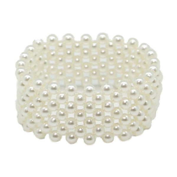 Ivory Corsage Pearl Bead Bracelet x7 Strands