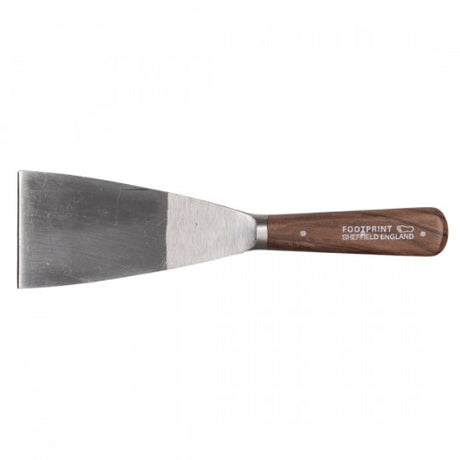 FOOTPRINT Stripping Knife 100mm, UK-made, features a durable steel blade for efficient paint and wallpaper removal.