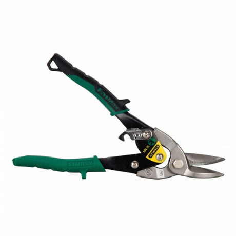 STANLEY Aviation Snip Right Cut with bi-material handles, designed for precision cutting of various materials including aluminum and mild steel.