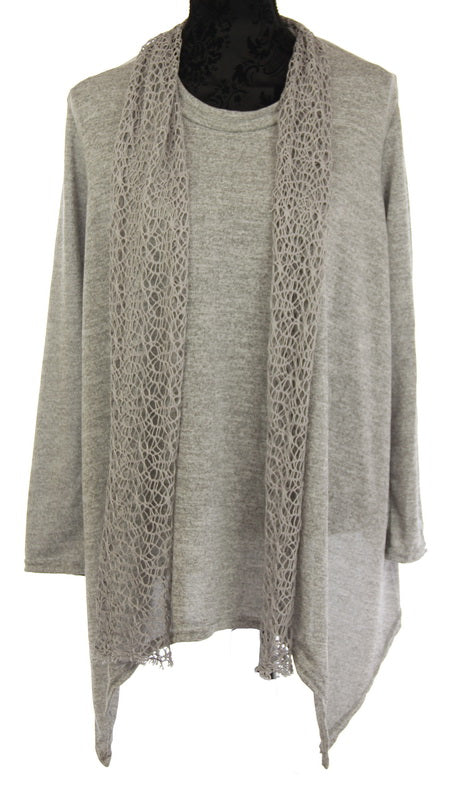Top with Attached Scarf - Grey