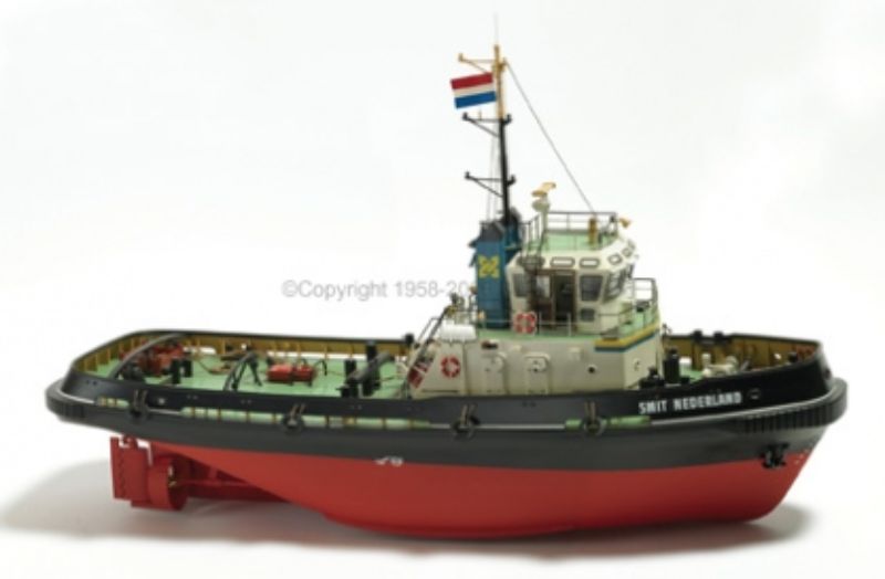 Intricately detailed 1/33 scale wooden model of the Smit Nederland, a legendary ship from 1979, by Billing Boats.