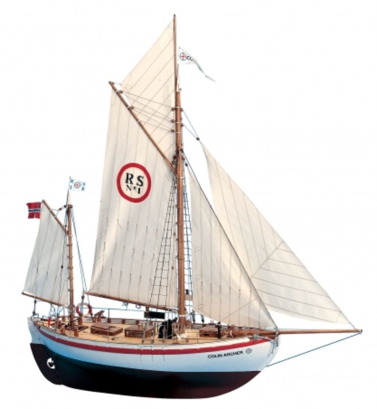 Intricate wooden model kit of the historic Colin Archer ship, measuring 127 cm, from Billing Boats for maritime enthusiasts.
