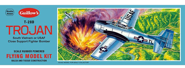 Balsa wood model of the T-28 Trojan with a 16-inch wingspan, perfect for crafting and aviation enthusiasts.