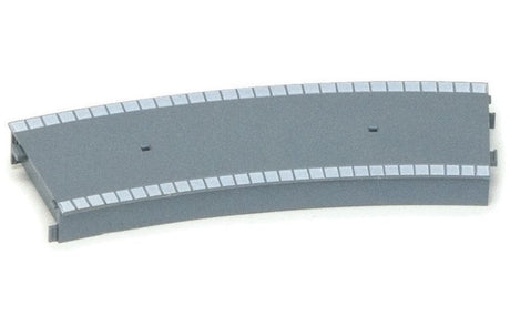 Plastic curved platform for 1/76 scale model trains, enhancing realism in railway layouts.