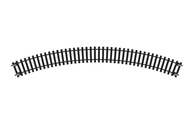 Hornby 1st Radius Double Curve track piece for 1/76 scale model trains, ideal for tight navigation in layouts.