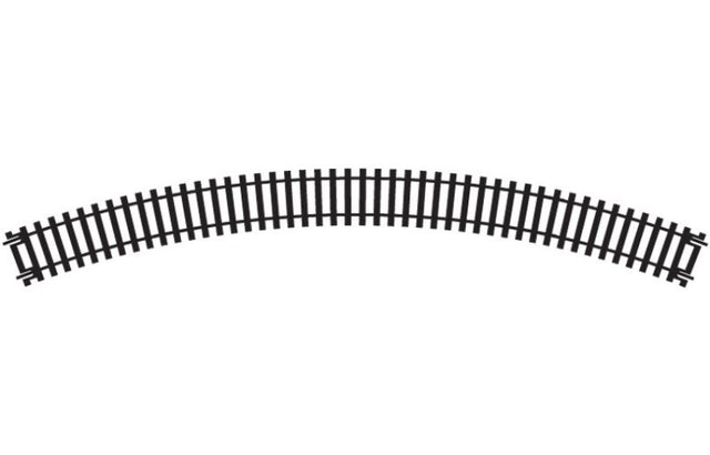 Hornby 2nd Radius Double Curve for seamless transitions in 1/76 scale model train layouts, crafted for durability and precision.