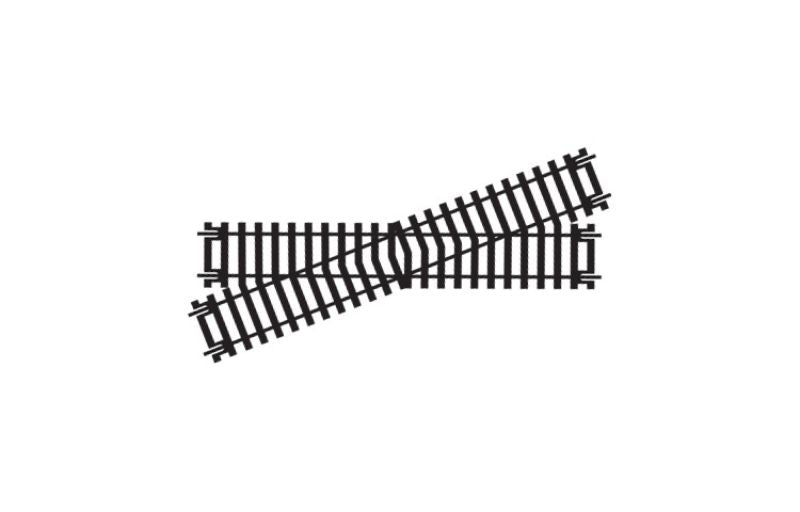 Hornby Diamond LH (1) left-hand crossing for model railways, 168mm x 181mm, 22.5° angle, enhances track complexity.