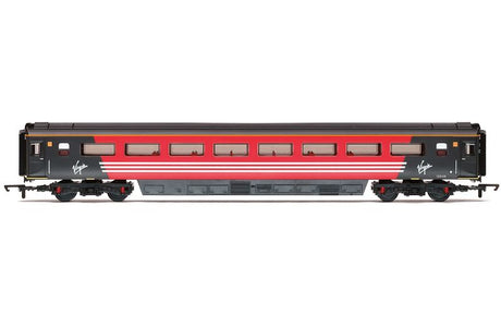 Hornby Virgin Mk.3 Trailer Standard Open model 12087, 1/76 scale, accurately reflects modern rail travel features.
