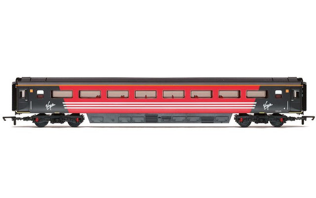 Hornby Virgin Mk.3 Trailer Standard Open model 12087, 1/76 scale, accurately reflects modern rail travel features.