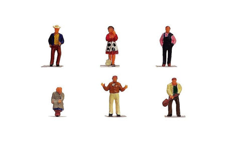 Colorful, detailed farm characters for 1/76 scale model train layouts, enhancing rural scenes and realism.