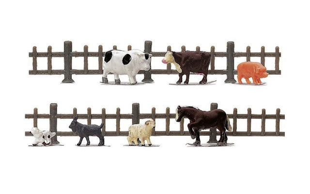 Meticulously crafted 1/76 scale farm animals for enhancing model train layouts and dioramas with rural charm.
